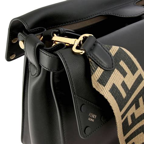 fendi black and tan striped crossbody bag|Fendi shoulder strap outlet.